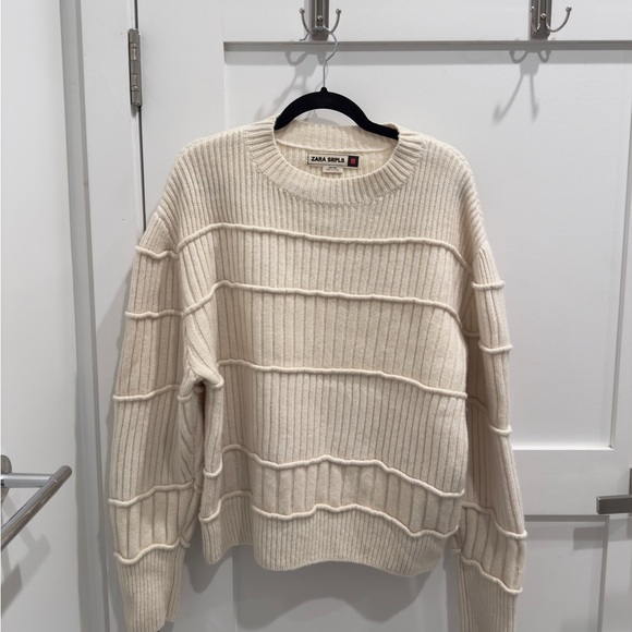 Zara Cream Ribbed Sweater - Picture 1 of 7